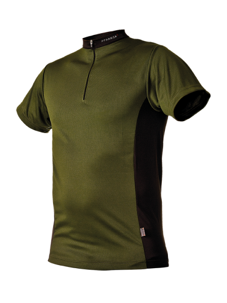 104059 PFANNER Zipp-Neck Shirt kurzarm oliv-schwarz