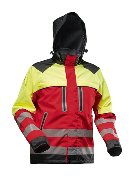 106694 PFANNER Nanoshield Regenjacke rot-neongelb mit Reflexstreifen EN 20471