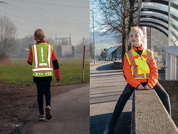 Pfanner Zipp-4-Fit Kinder-Warnweste neongelb-orange für Schulweg