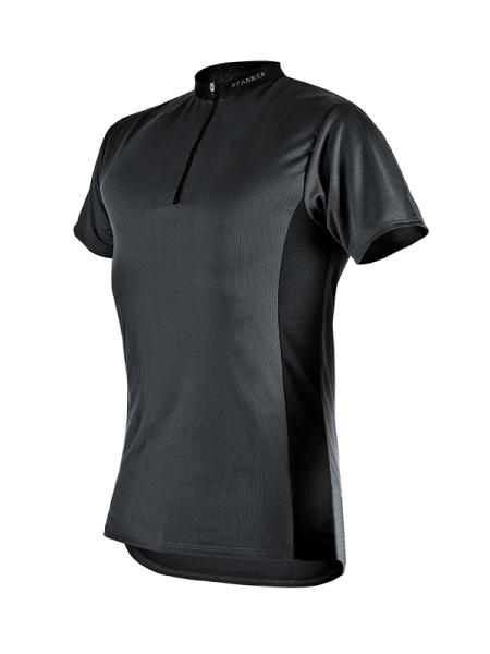 104059 PFANNER Zipp-Neck Shirt kurzarm grau-schwarz