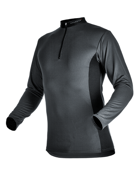 104060 PFANNER Zipp-Neck Shirt langarm grau-schwarz